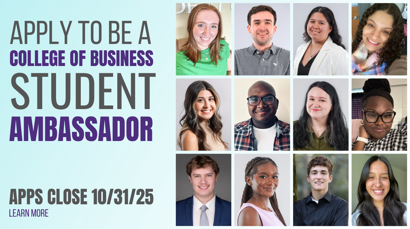 12 Photos of students who are leaders in the College of Business