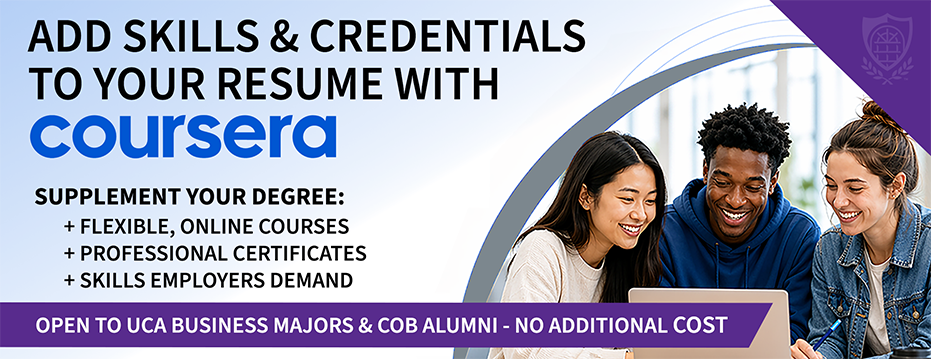 Add Skills and Credentials to your resume with Coursera - now available to business majors and alumni