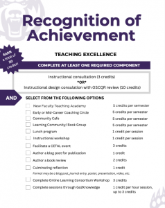 Recognition Checklist for Teaching Excellence Track