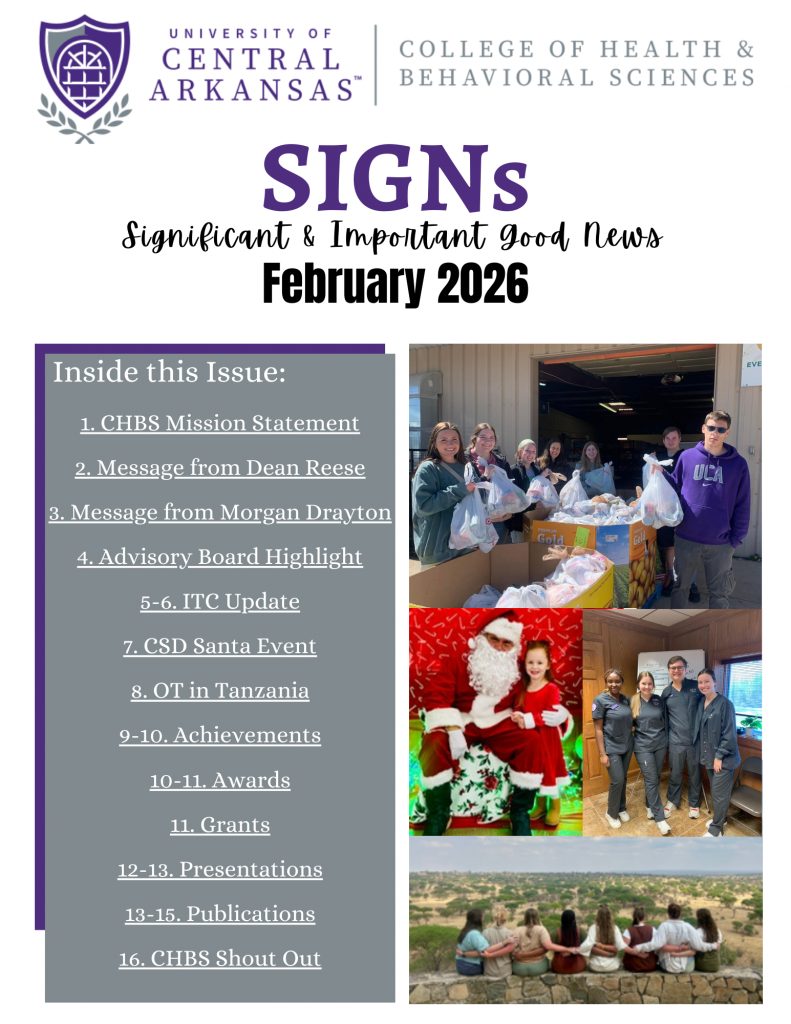CHBS SIGN's Newsletter, Picture collage of students and CSD Santa (on the right), What is inside the issue list (on the left)