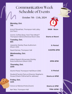 Communication Week Event Schedule 2024