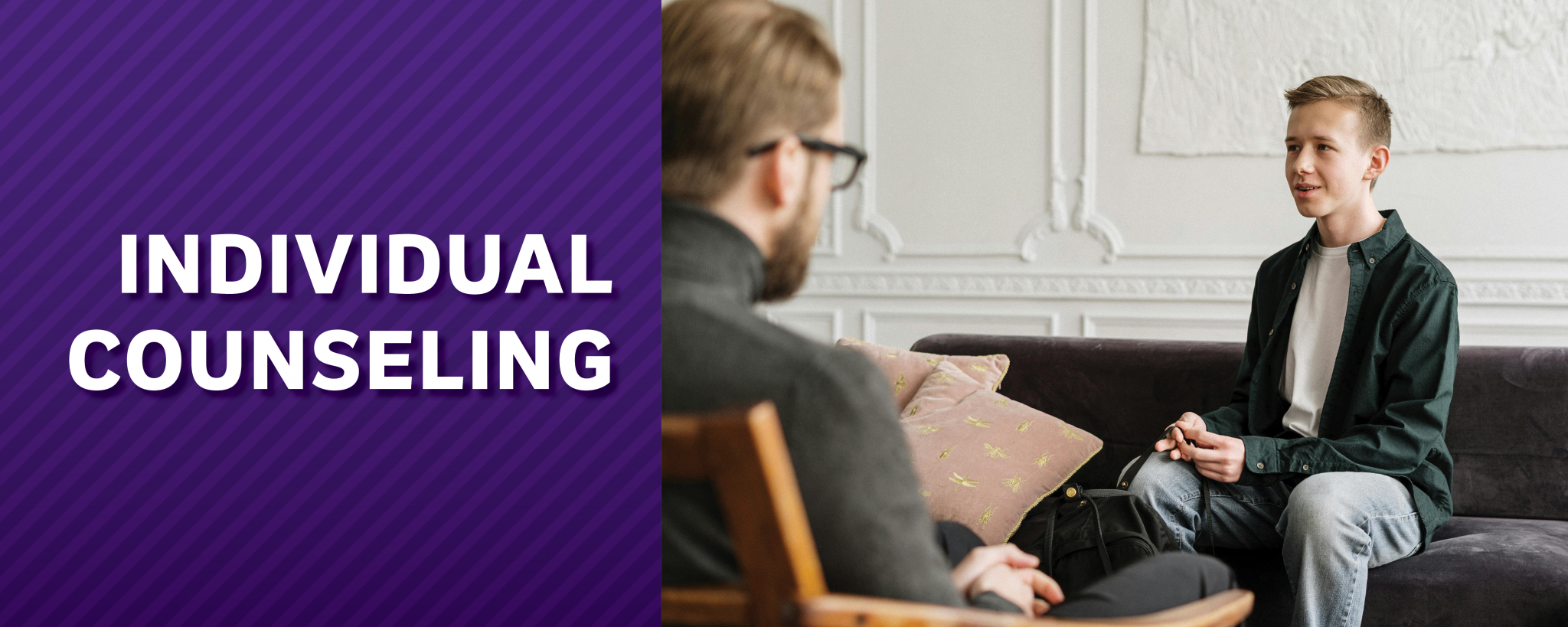 Individual Counseling. Counselor talks to a male student