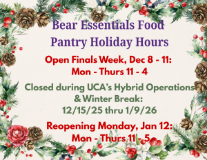 Pantry Hours 12/8 - 12/11 are 11 - 4. Closed 12/15 - 1/9. Reopens Jan 12 at 11 am