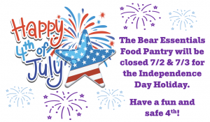 Pantry closed July 2 & 3 for July 4th holiday