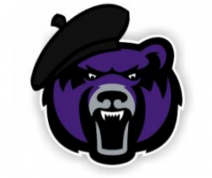 An image of the purple bear of UCA's logo with a black beret covering his right ear.