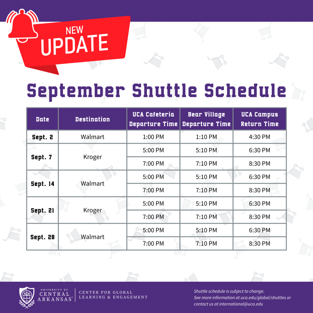 Fall 2022 Shuttle Schedule