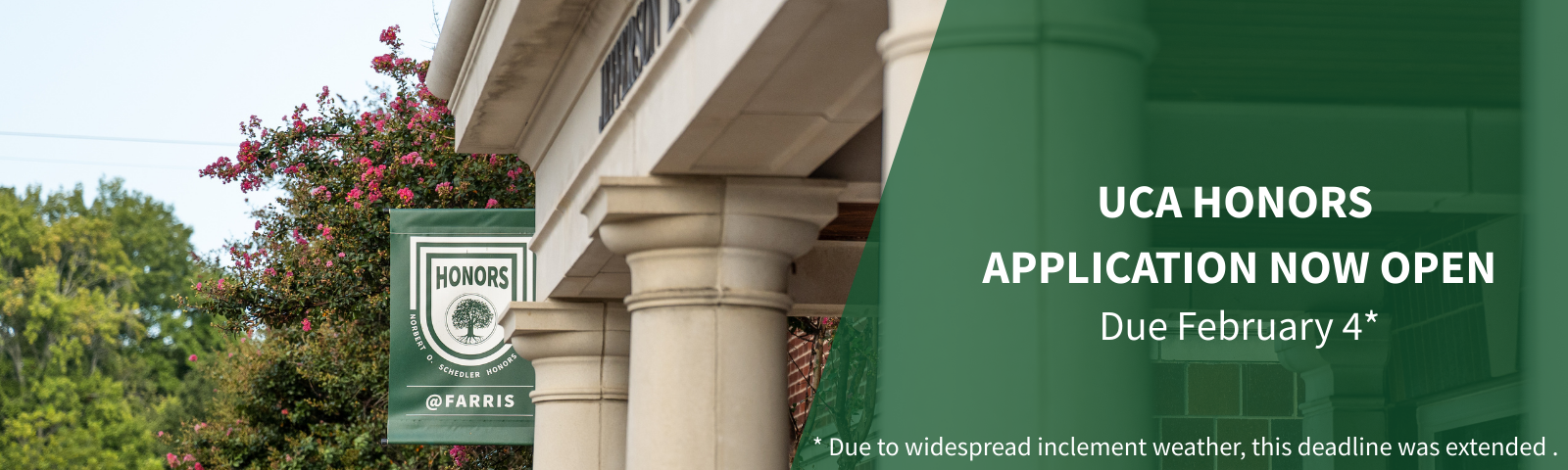 UCA Honors Application Now Open - Due February 4* *Due to widespread inclement weather, this deadline was extended. 