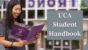 Image; link/button to UCA Student Handbook page