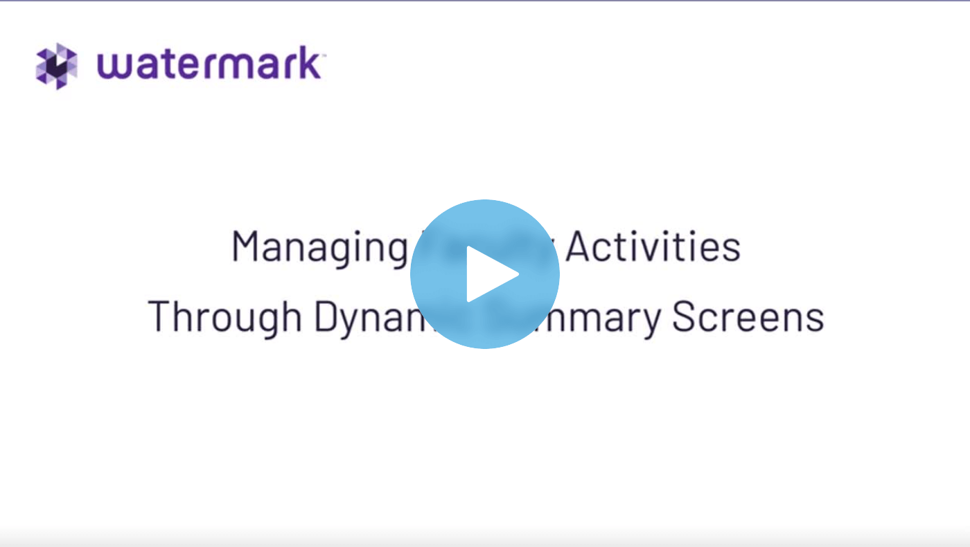 Managing Activities Through Dynamic Summary Screens