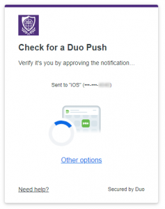 image showing Duo login screen using Universal Prompt