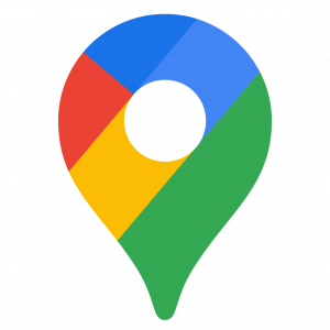 Multicolored location pin icon with blue, green, yellow, and red sections surrounding a white circle, representing a map location marker.