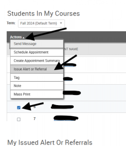 Issue an alert on one student or multiple in Navigate