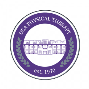 logo, drawing of PT center and UCA Physical Therapy est 1970
