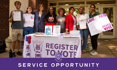 Volunteers advertise voter registration